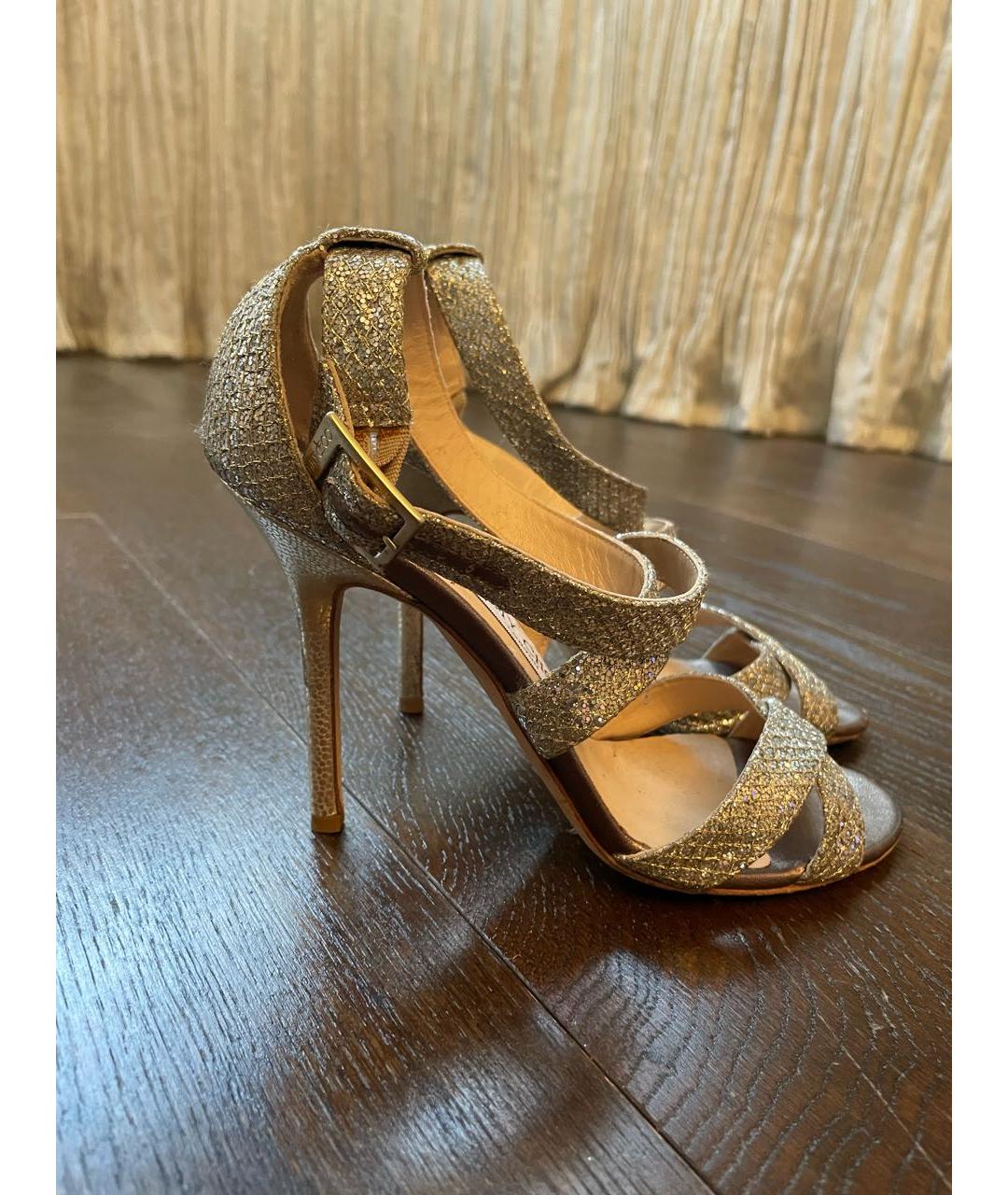 JIMMY CHOO Серебряные кожаные босоножки, фото 8