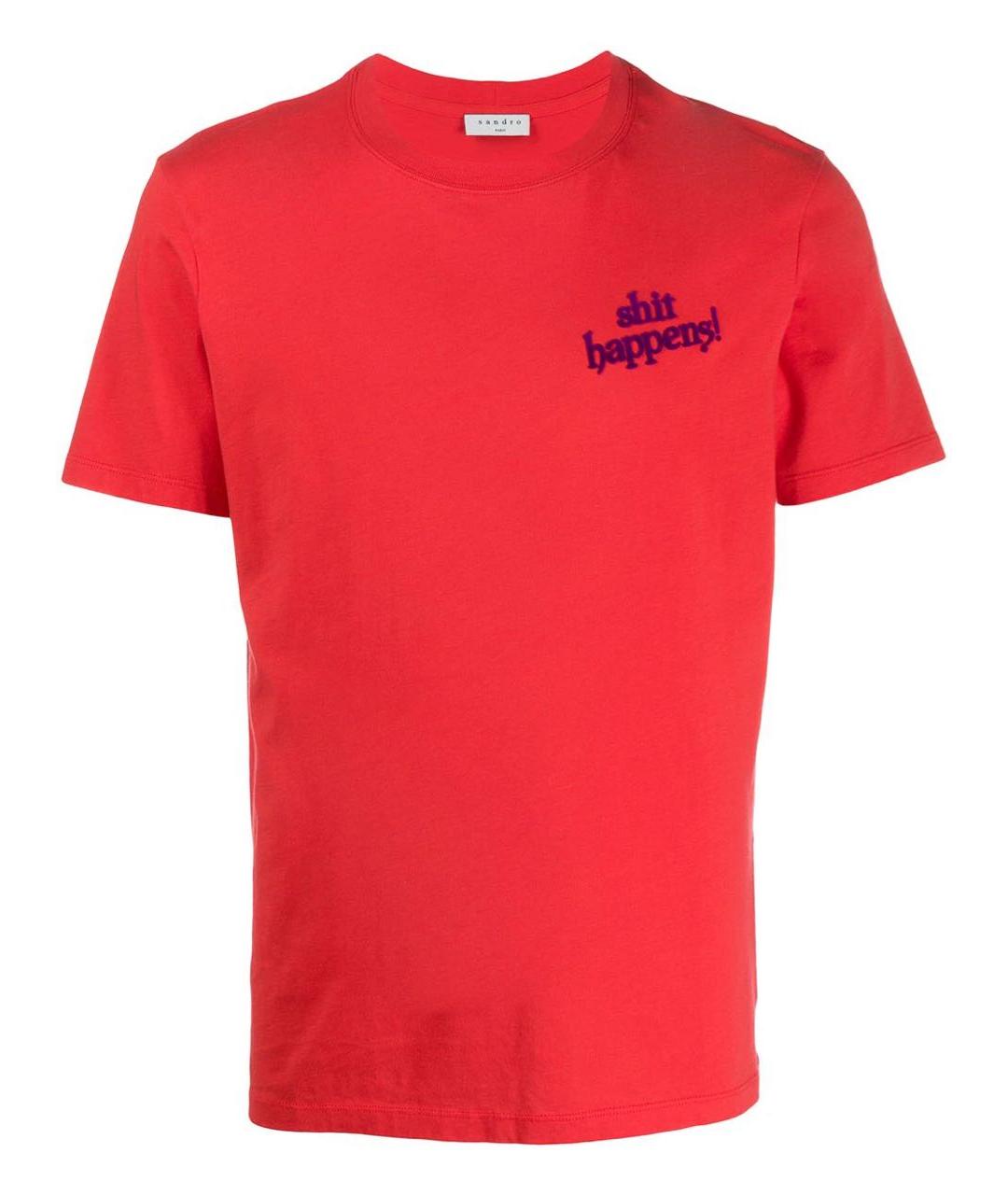 SANDRO Красная хлопковая футболка, фото 1