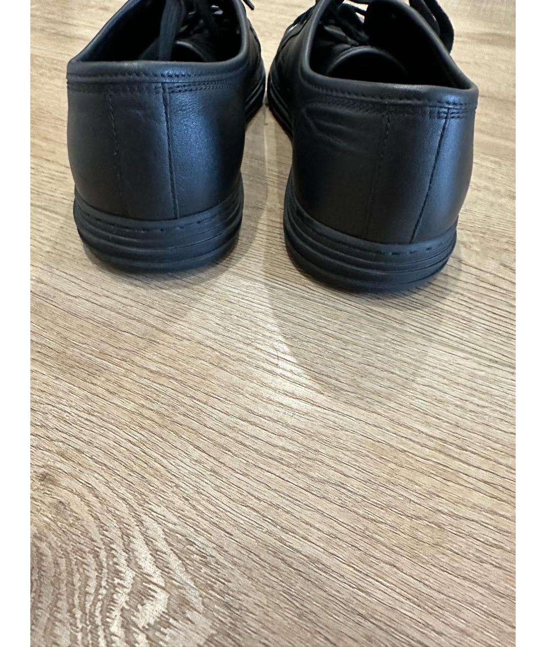 GUCCI Черные кожаные низкие кроссовки / кеды, фото 4