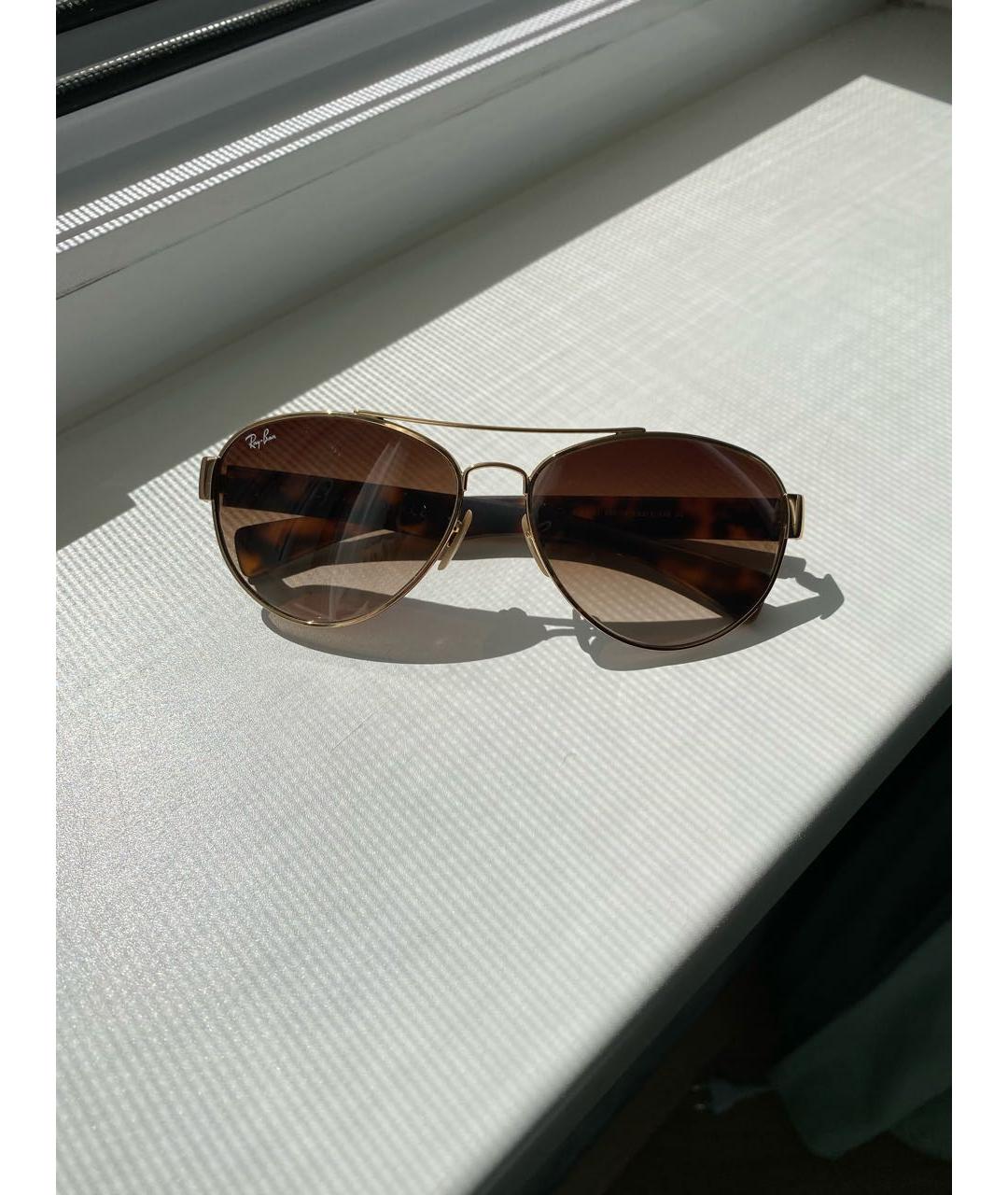 RAY BAN Коричневые металлические солнцезащитные очки, фото 3