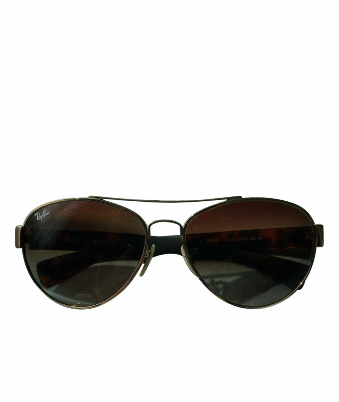 RAY BAN Коричневые металлические солнцезащитные очки, фото 1