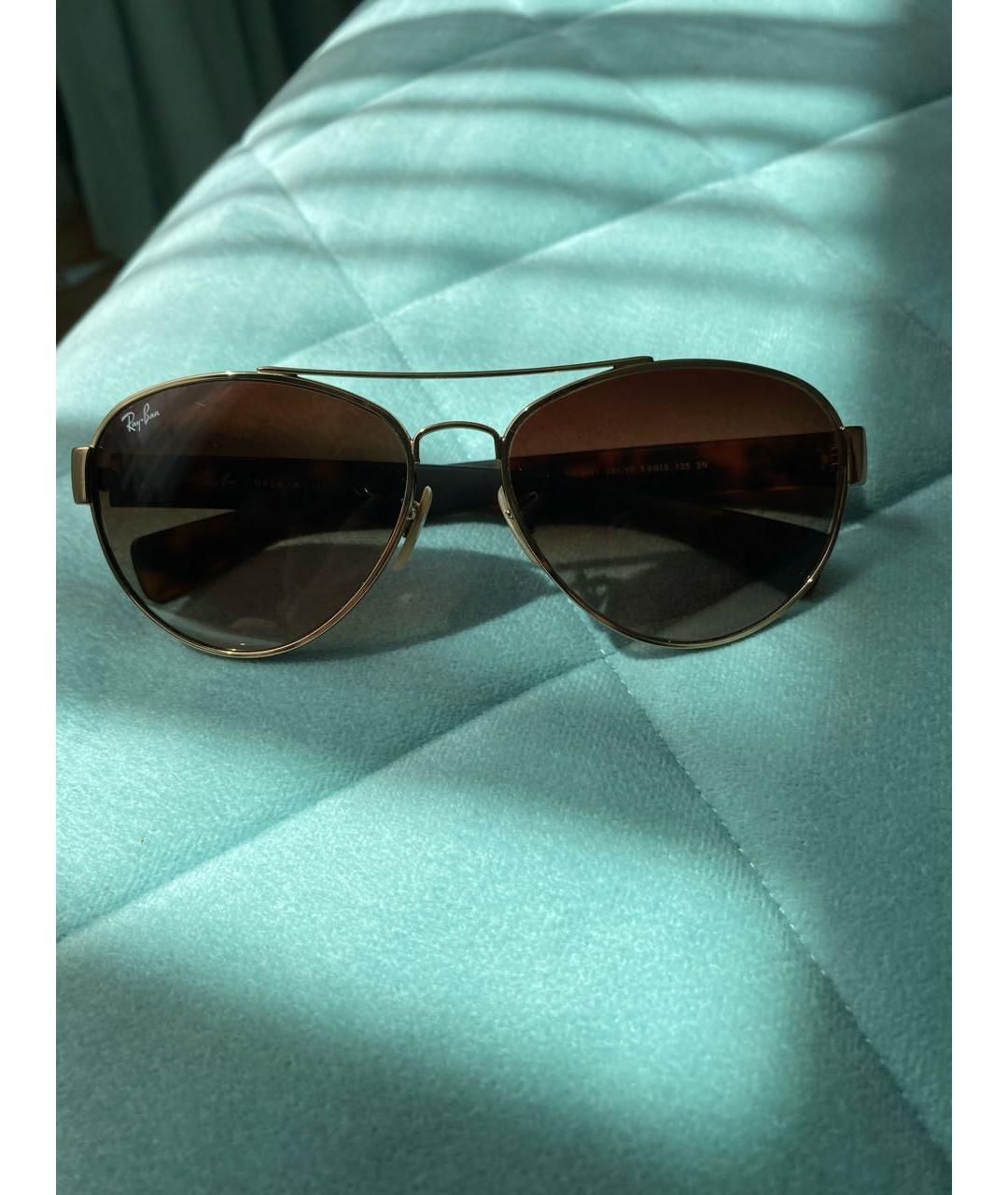 RAY BAN Коричневые металлические солнцезащитные очки, фото 6