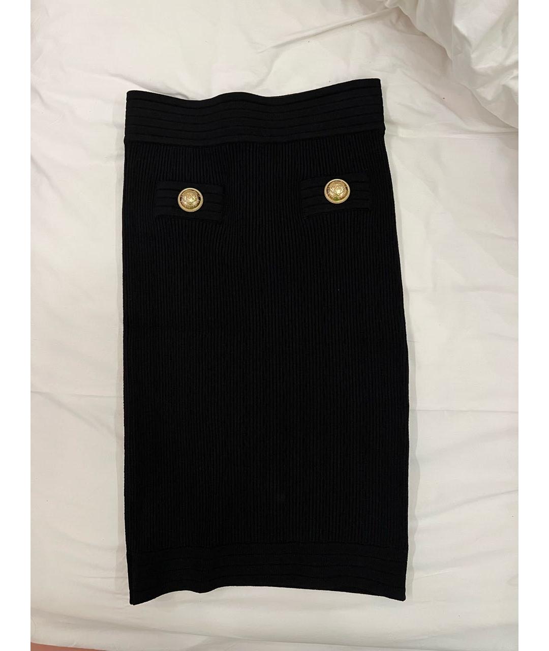 BALMAIN Черная хлопковая юбка миди, фото 5