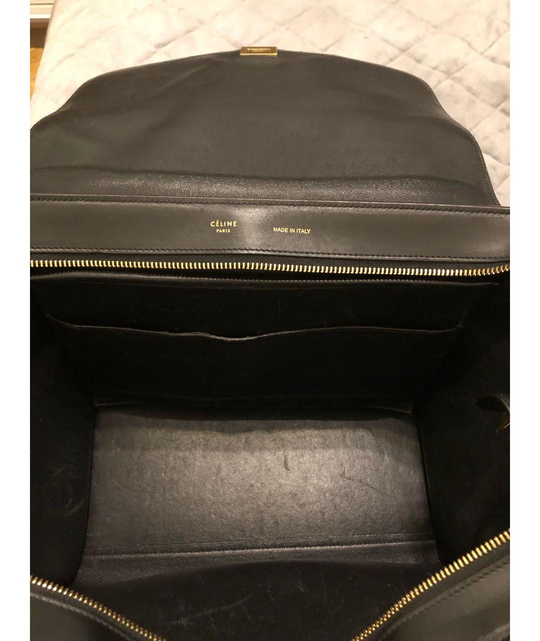 CELINE PRE-OWNED Темно-синяя кожаная сумка с короткими ручками, фото 4