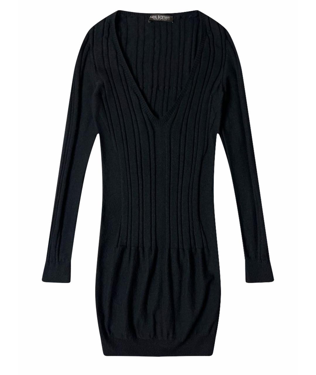 NEIL BARRETT Черное шерстяное повседневное платье, фото 1