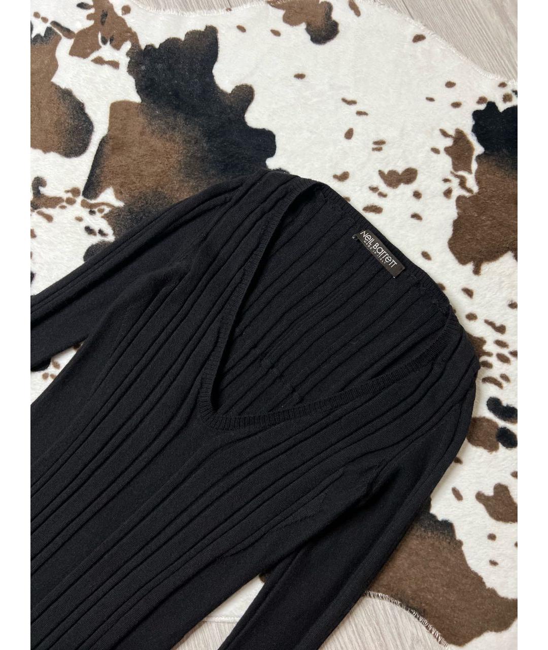 NEIL BARRETT Черное шерстяное повседневное платье, фото 2