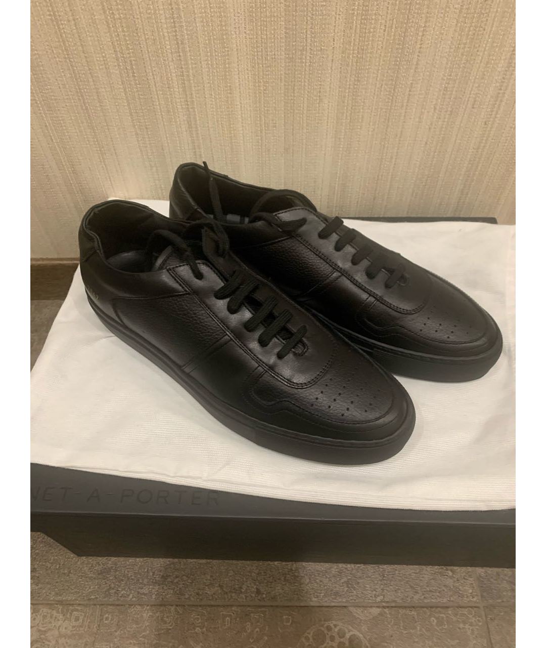 COMMON PROJECTS Черные кожаные низкие кроссовки / кеды, фото 8
