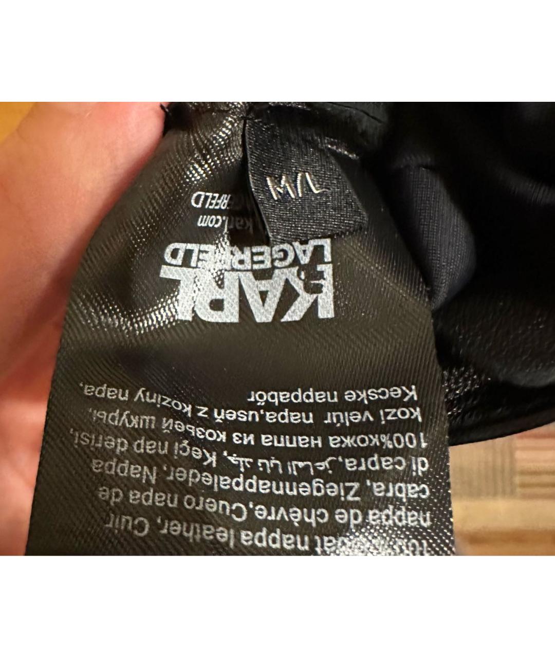 KARL LAGERFELD Черные кожаные митенки, фото 5