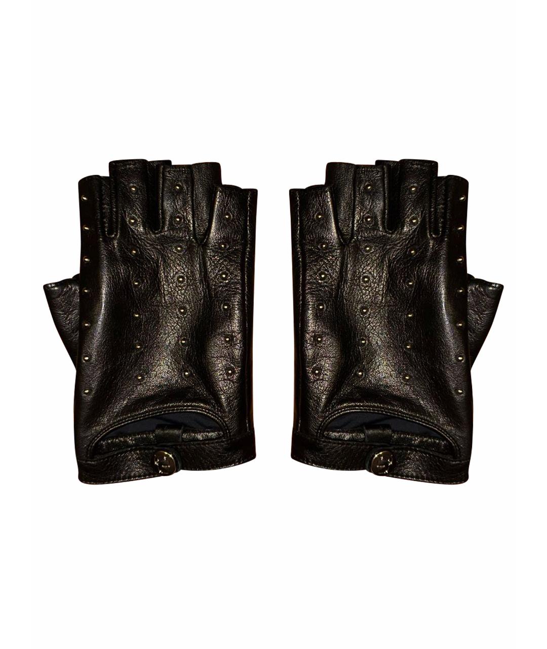 KARL LAGERFELD Черные кожаные митенки, фото 1