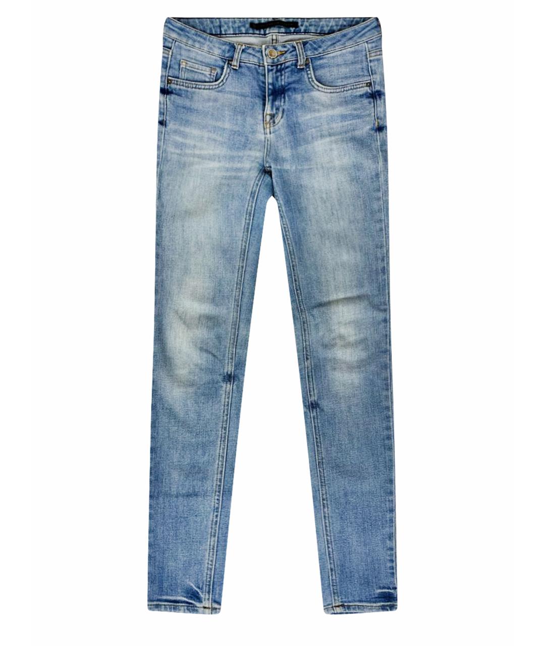 VICTORIA BECKHAM Синие хлопко-полиэстеровые джинсы слим, фото 1