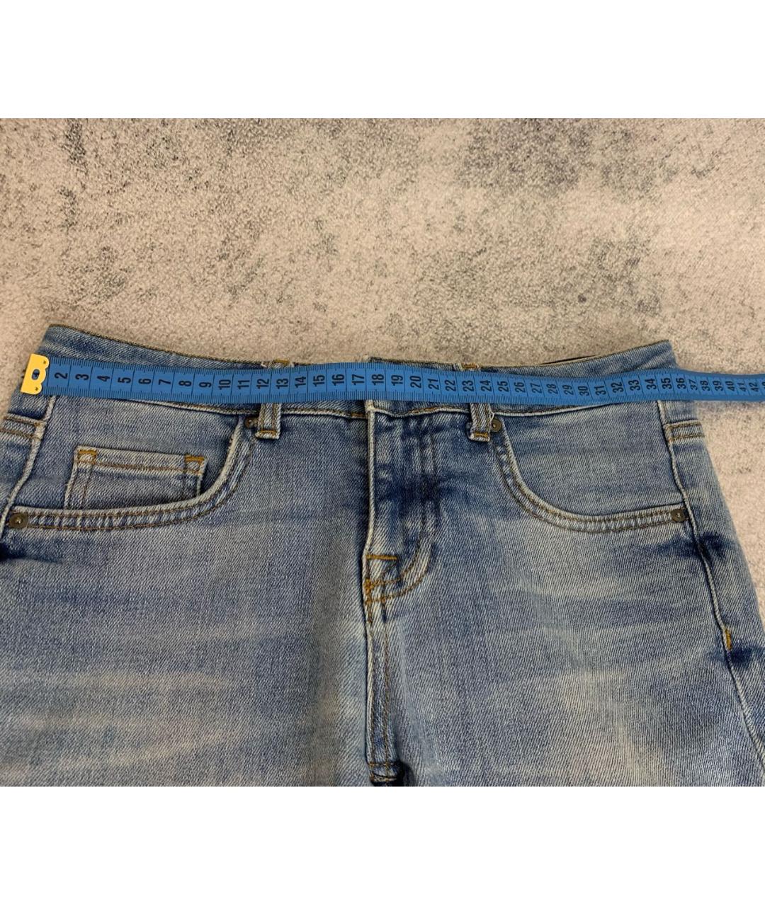 VICTORIA BECKHAM Синие хлопко-полиэстеровые джинсы слим, фото 7