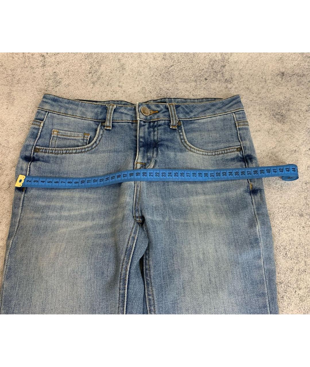 VICTORIA BECKHAM Синие хлопко-полиэстеровые джинсы слим, фото 8