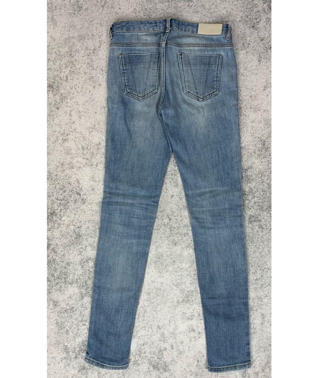 VICTORIA BECKHAM Синие хлопко-полиэстеровые джинсы слим, фото 2