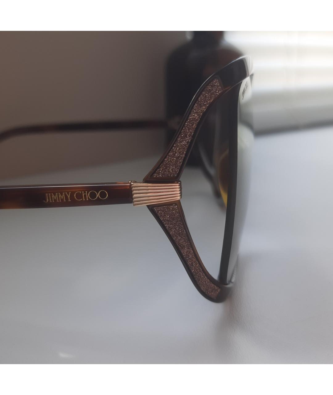 JIMMY CHOO Коричневые пластиковые солнцезащитные очки, фото 3