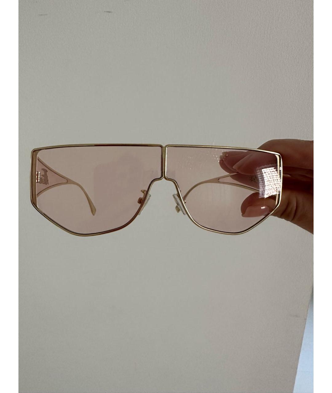 FENDI Золотые металлические солнцезащитные очки, фото 6