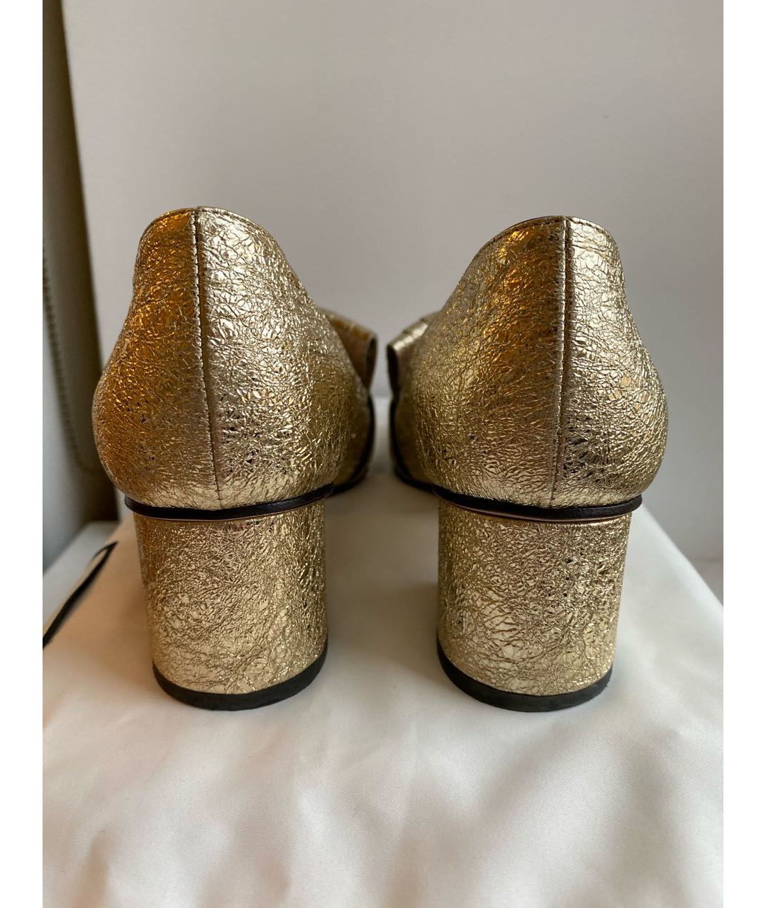 GUCCI Золотые кожаные туфли, фото 4