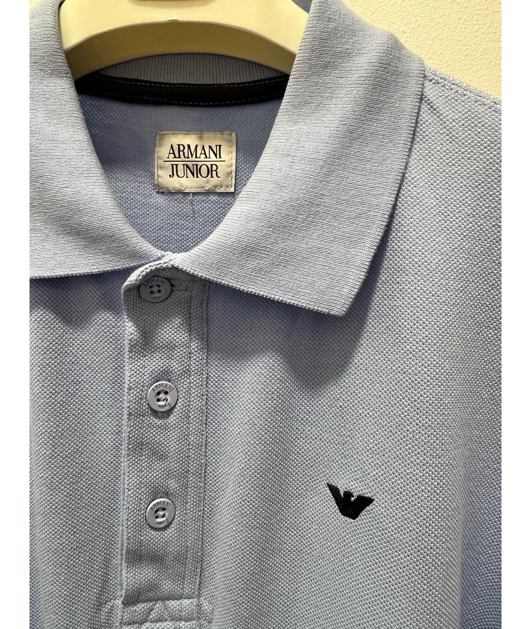 ARMANI JUNIOR Голубая хлопковая детская футболка, фото 3