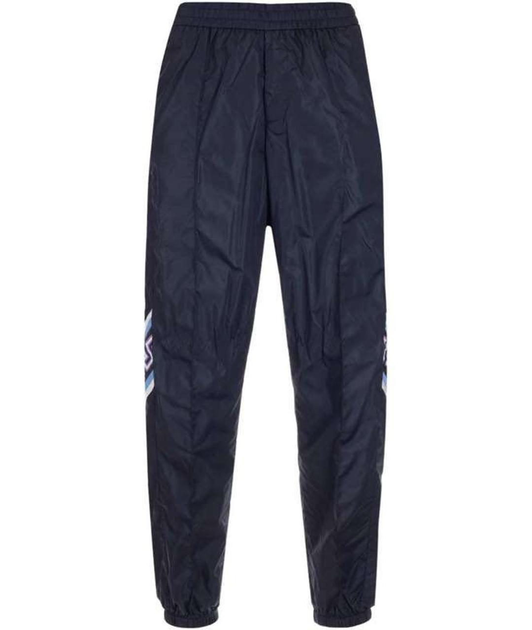 VERSACE Темно-синие полиамидовые повседневные брюки, фото 1