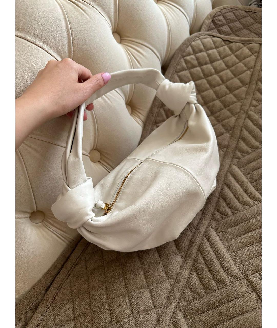 BOTTEGA VENETA Белая кожаная сумка тоут, фото 5