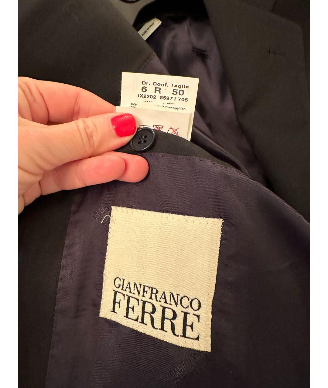 GIANFRANCO FERRE Черный шерстяной пиджак, фото 2