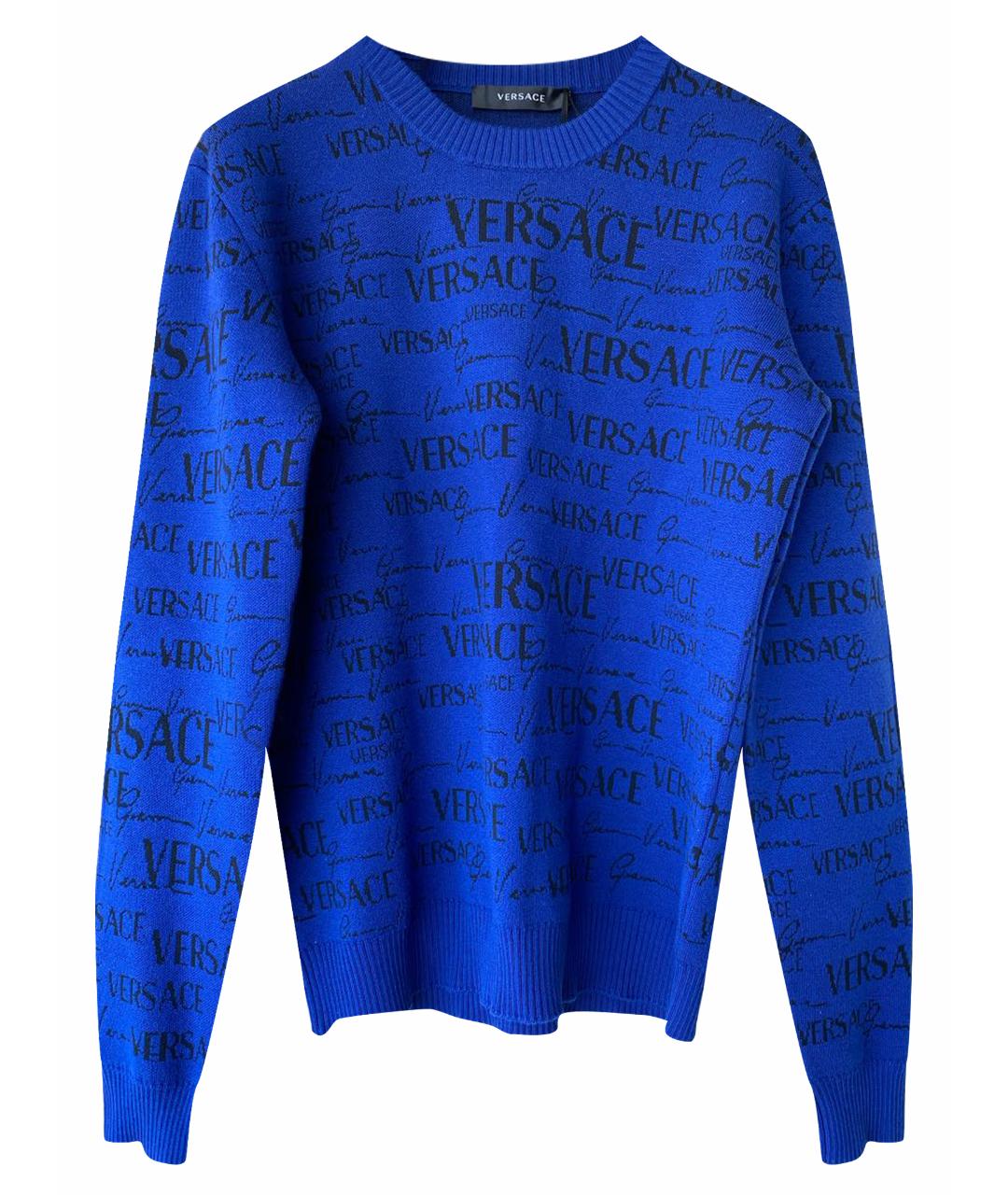 VERSACE Синий шерстяной джемпер / свитер, фото 1