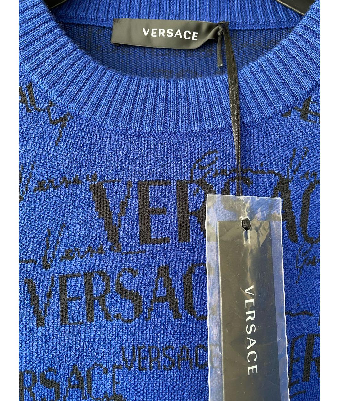VERSACE Синий шерстяной джемпер / свитер, фото 3