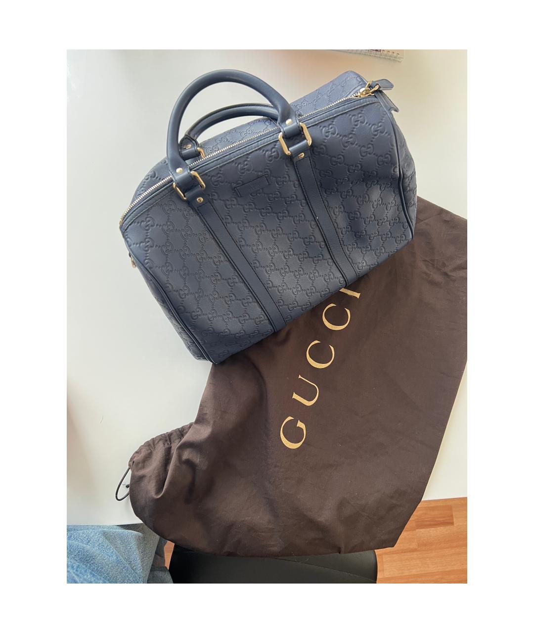 GUCCI Синяя кожаная сумка с короткими ручками, фото 2