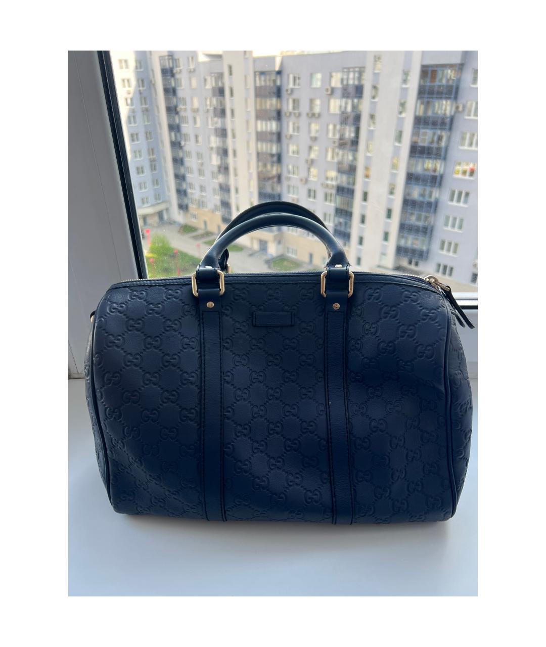 GUCCI Синяя кожаная сумка с короткими ручками, фото 10