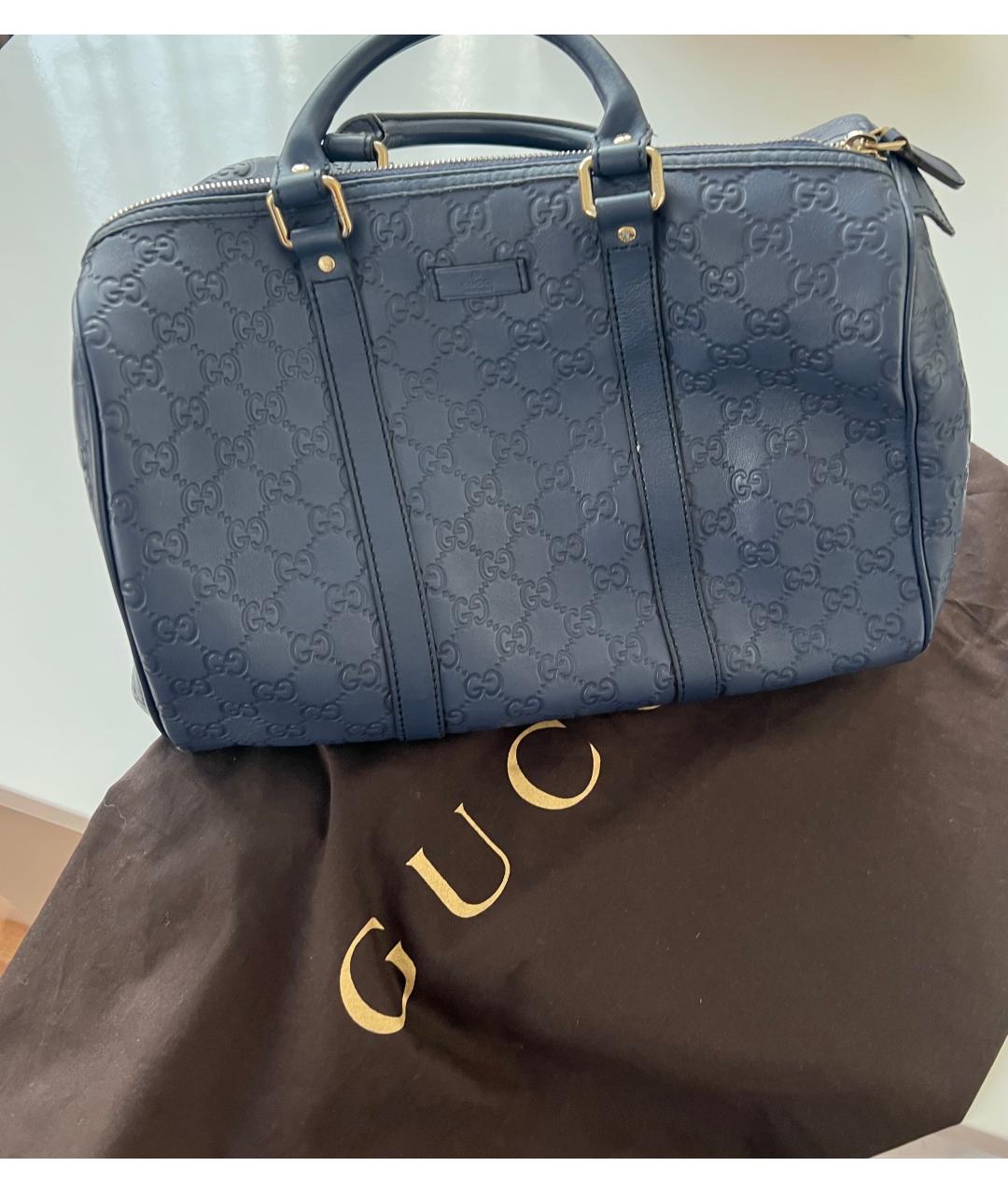 GUCCI Синяя кожаная сумка с короткими ручками, фото 5