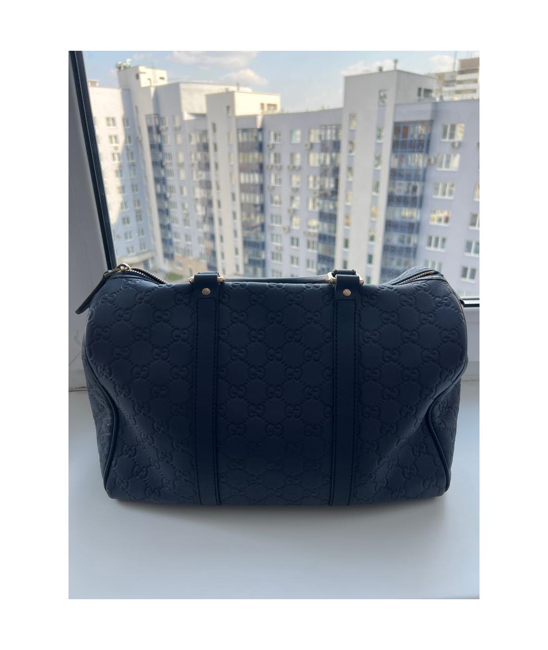 GUCCI Синяя кожаная сумка с короткими ручками, фото 3