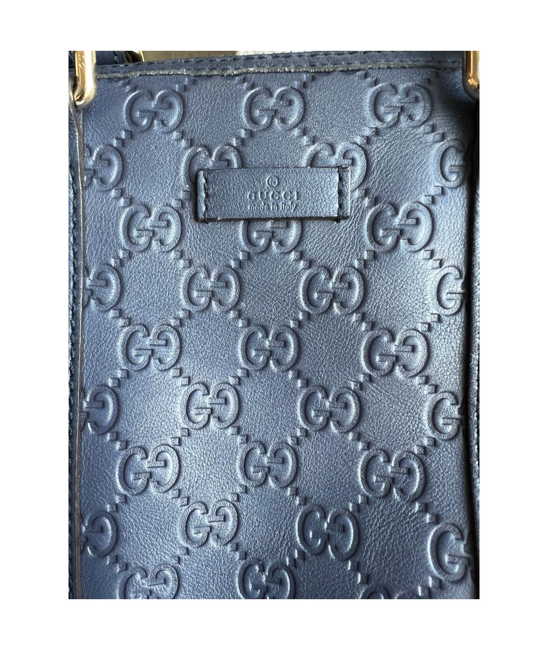 GUCCI Синяя кожаная сумка с короткими ручками, фото 8