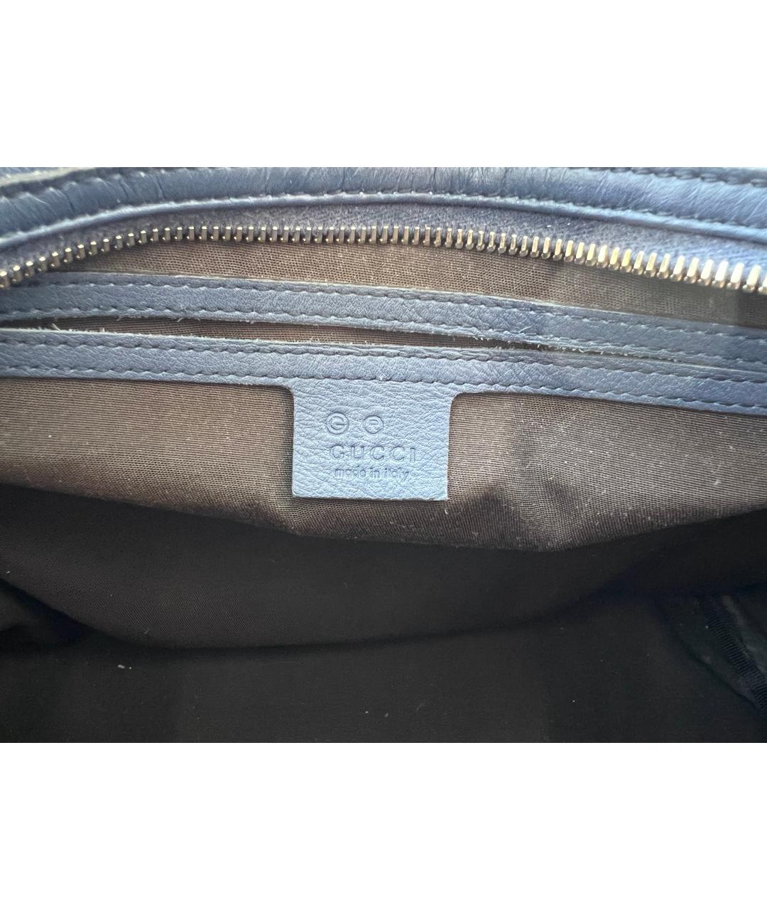 GUCCI Синяя кожаная сумка с короткими ручками, фото 4