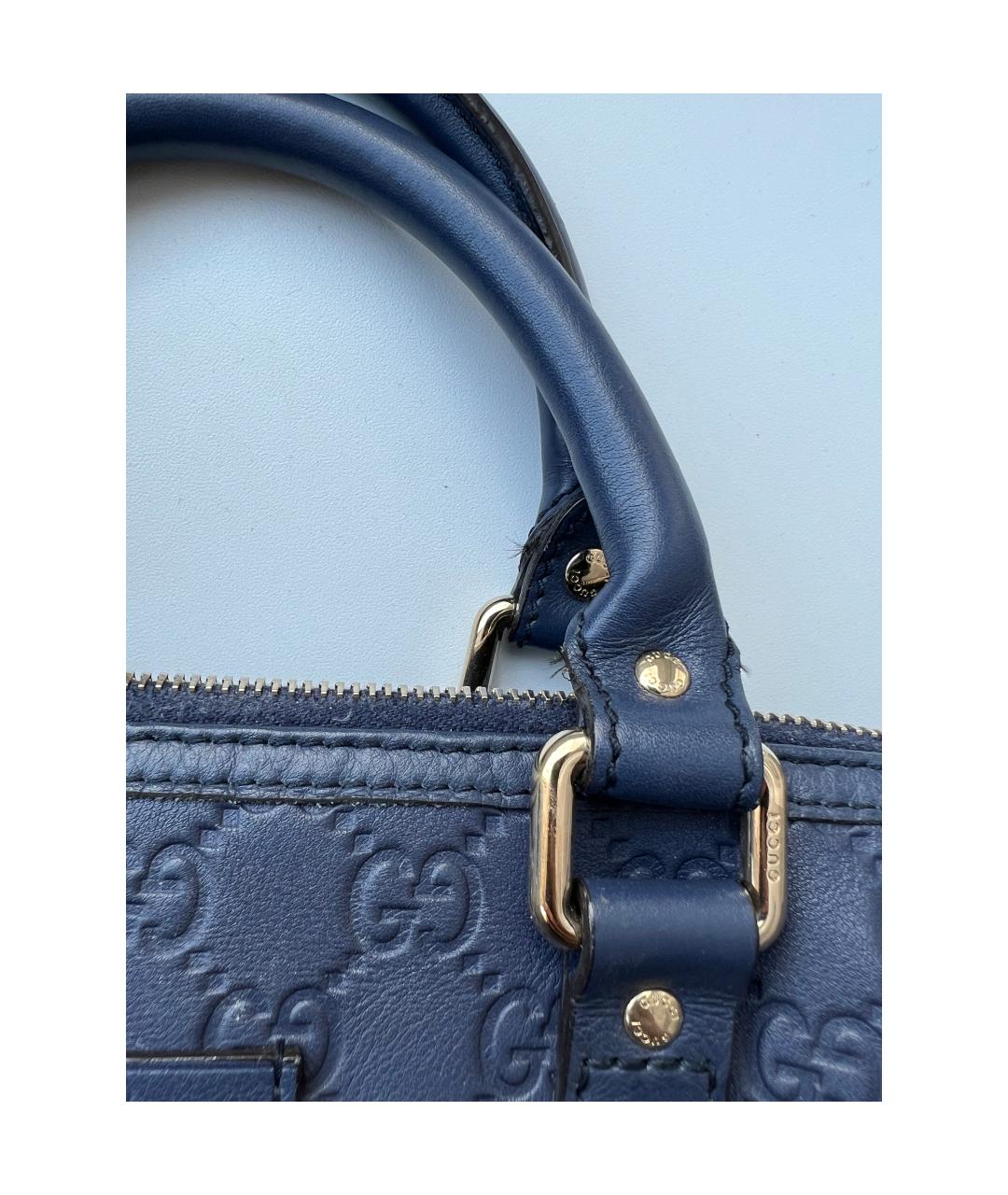 GUCCI Синяя кожаная сумка с короткими ручками, фото 6