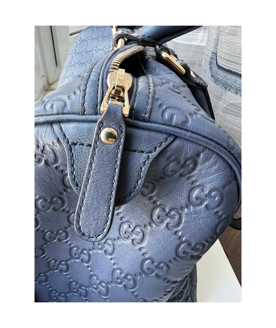 GUCCI Синяя кожаная сумка с короткими ручками, фото 9