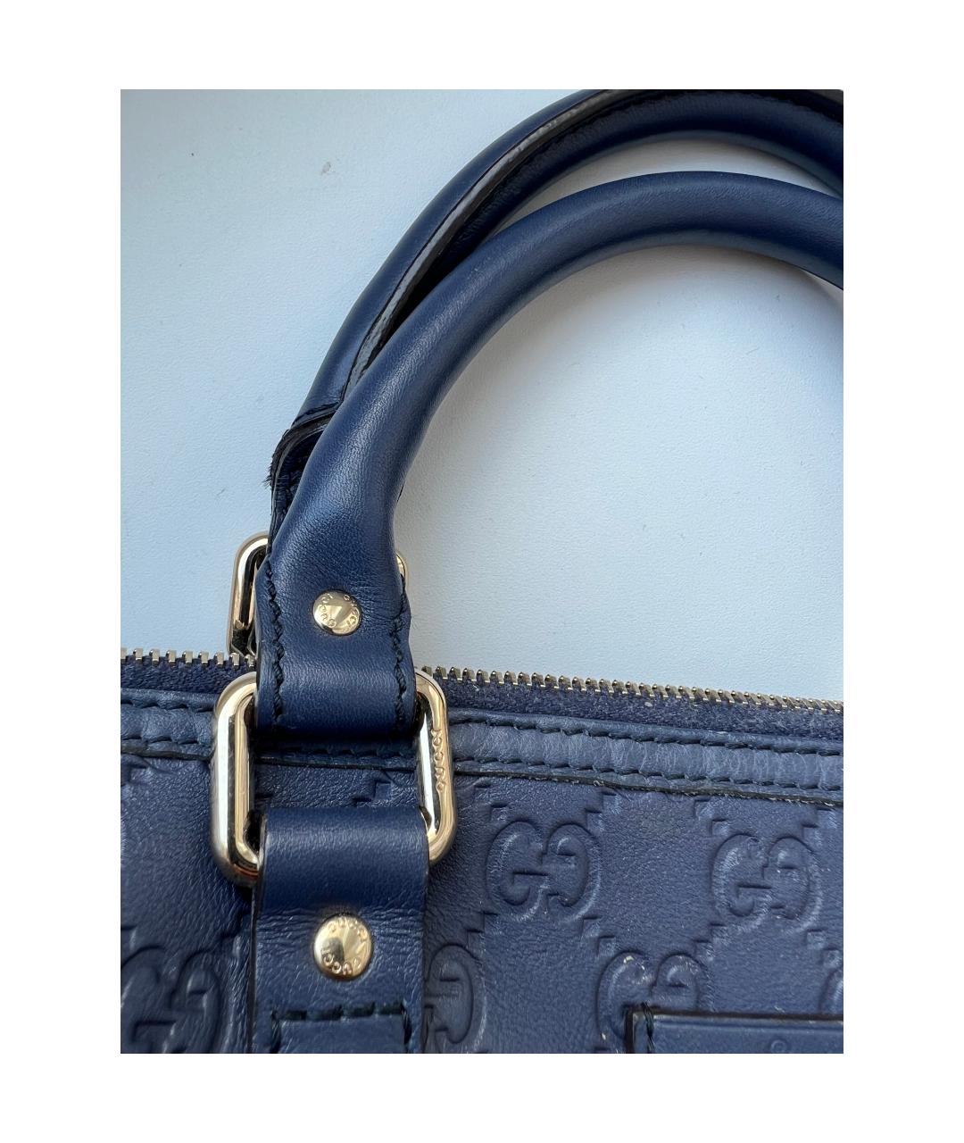 GUCCI Синяя кожаная сумка с короткими ручками, фото 7