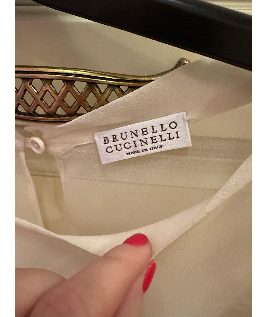 BRUNELLO CUCINELLI Бежевая шелковая блузы, фото 2