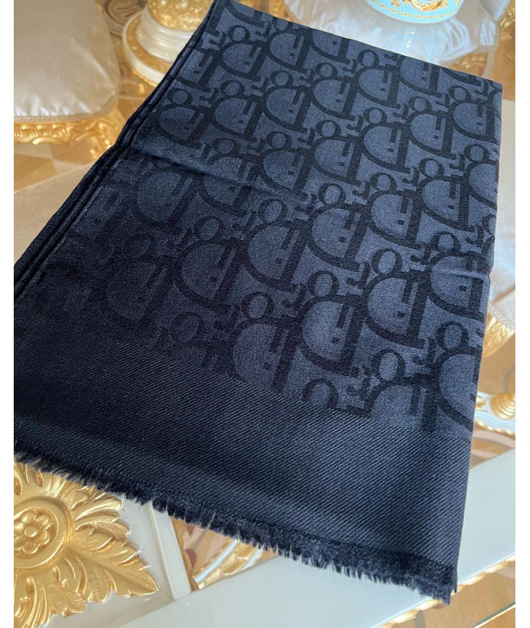 CHRISTIAN DIOR Черный шерстяной платок, фото 3