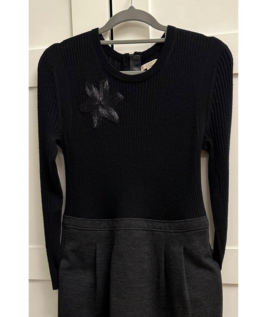 BURBERRY Черное шерстяное повседневное платье, фото 4