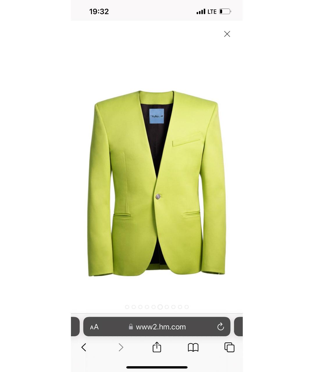 MUGLER Зеленый шерстяной пиджак, фото 8