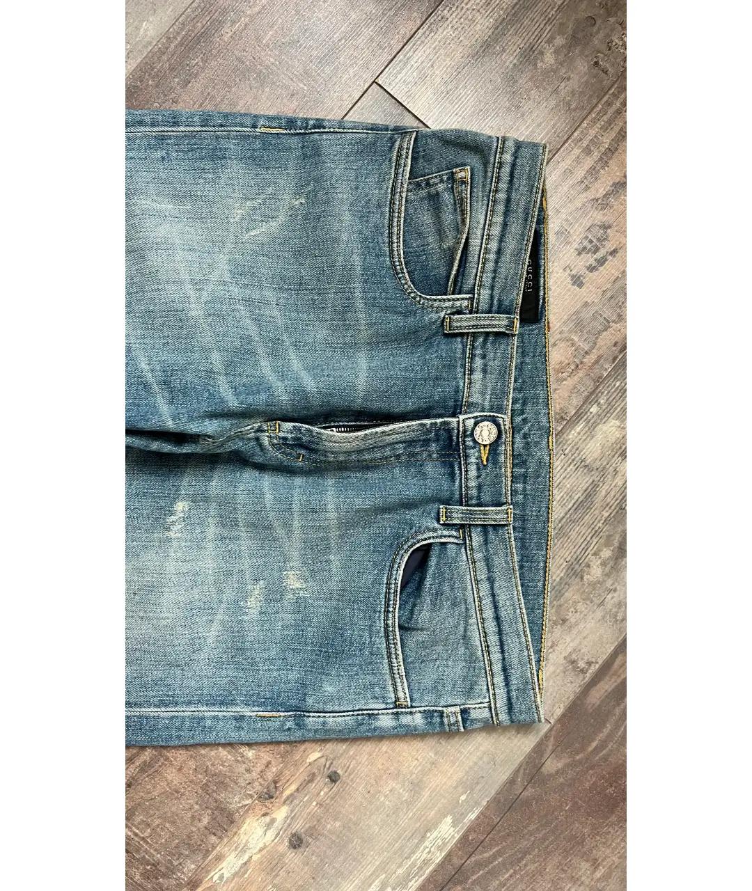 GUCCI Синие хлопковые прямые джинсы, фото 7