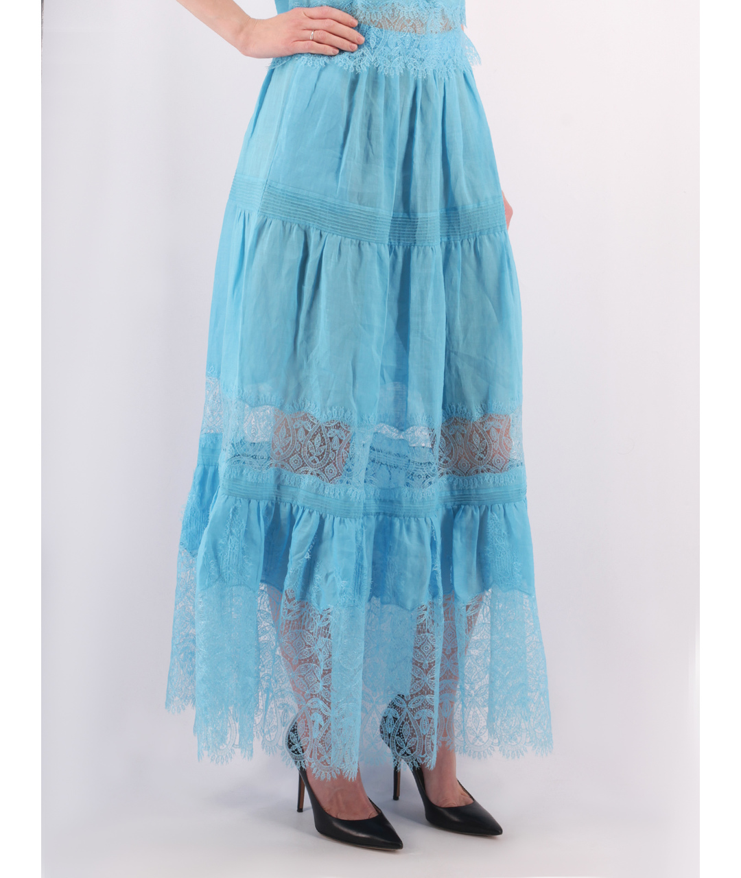 ERMANNO SCERVINO Голубая полиэстеровая юбка миди, фото 2
