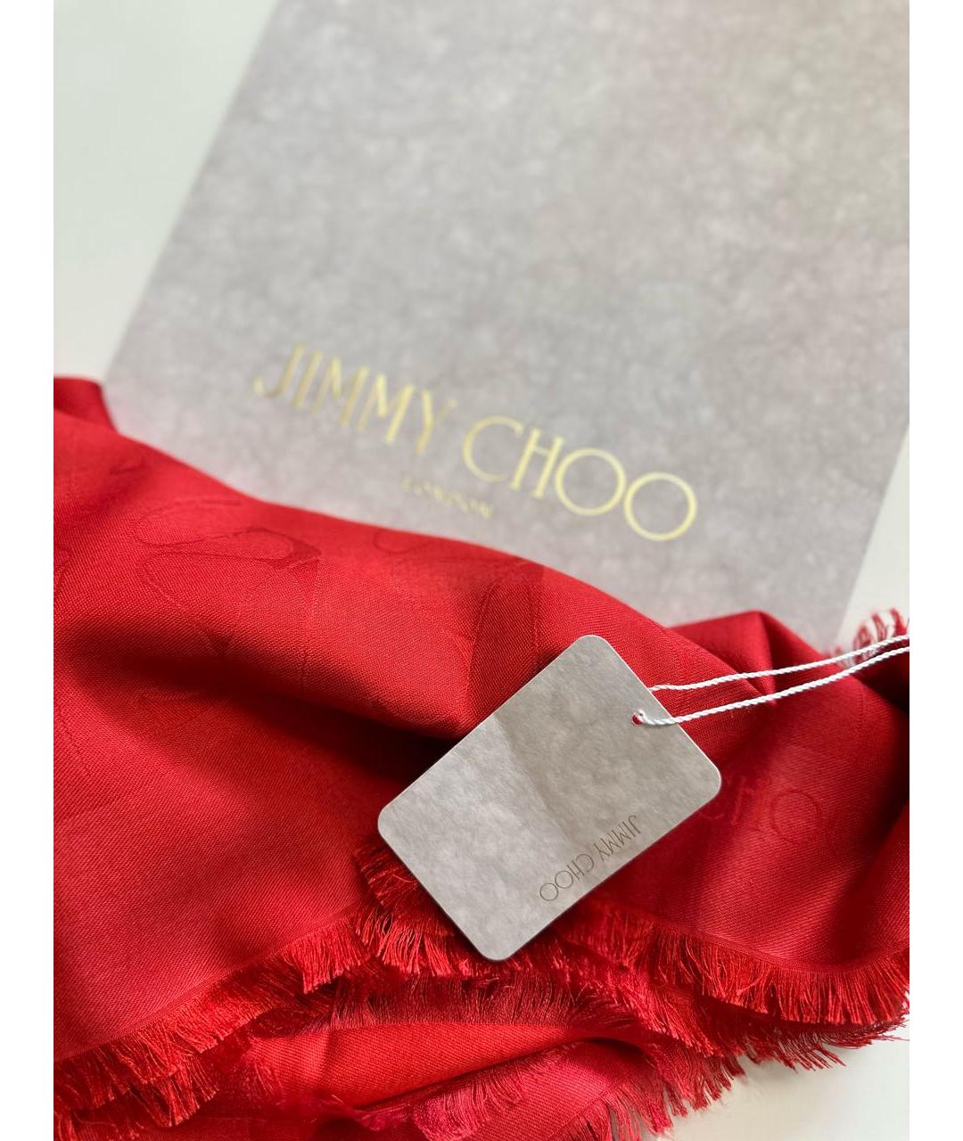 JIMMY CHOO Красный шелковый платок, фото 5
