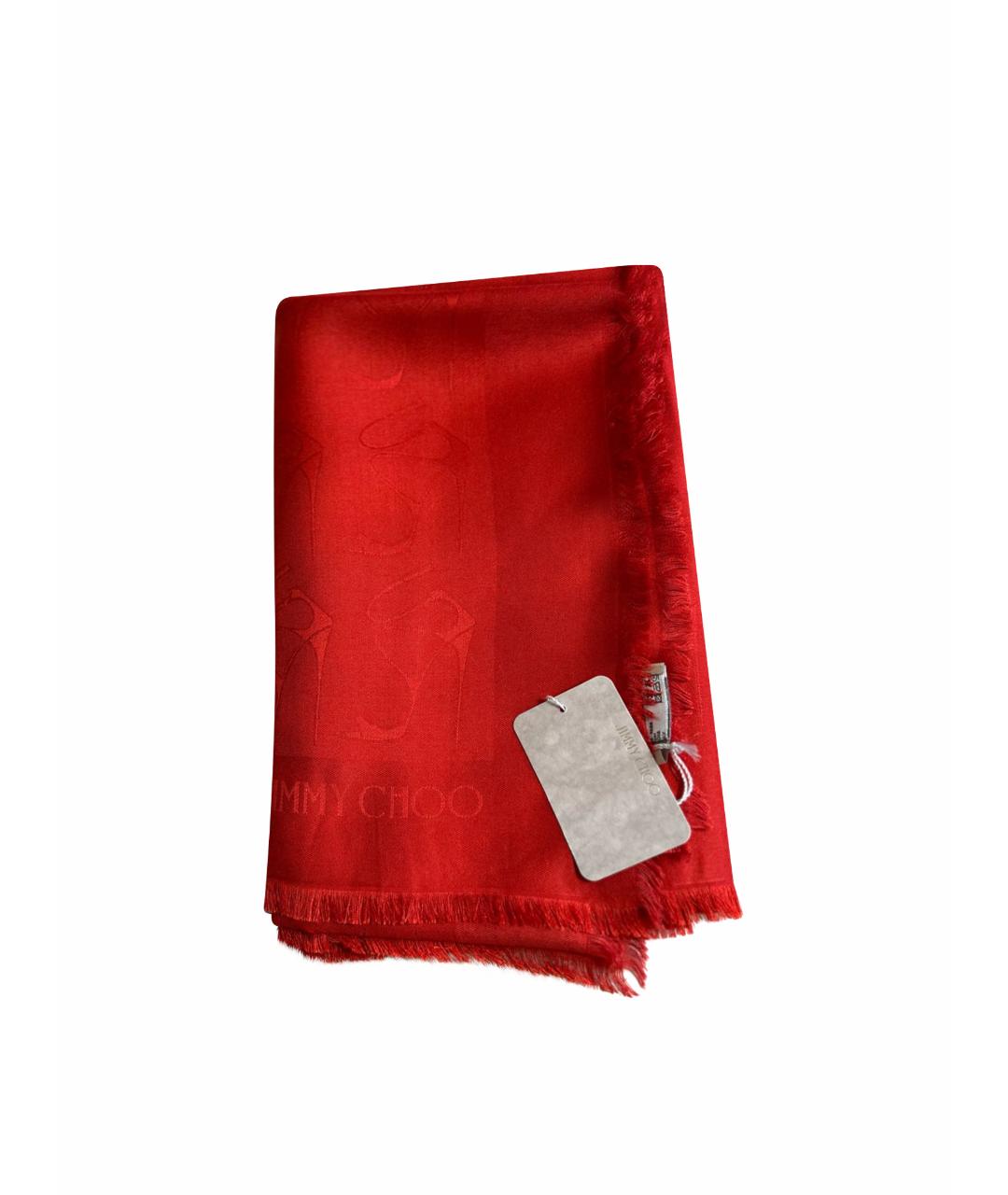 JIMMY CHOO Красный шелковый платок, фото 1