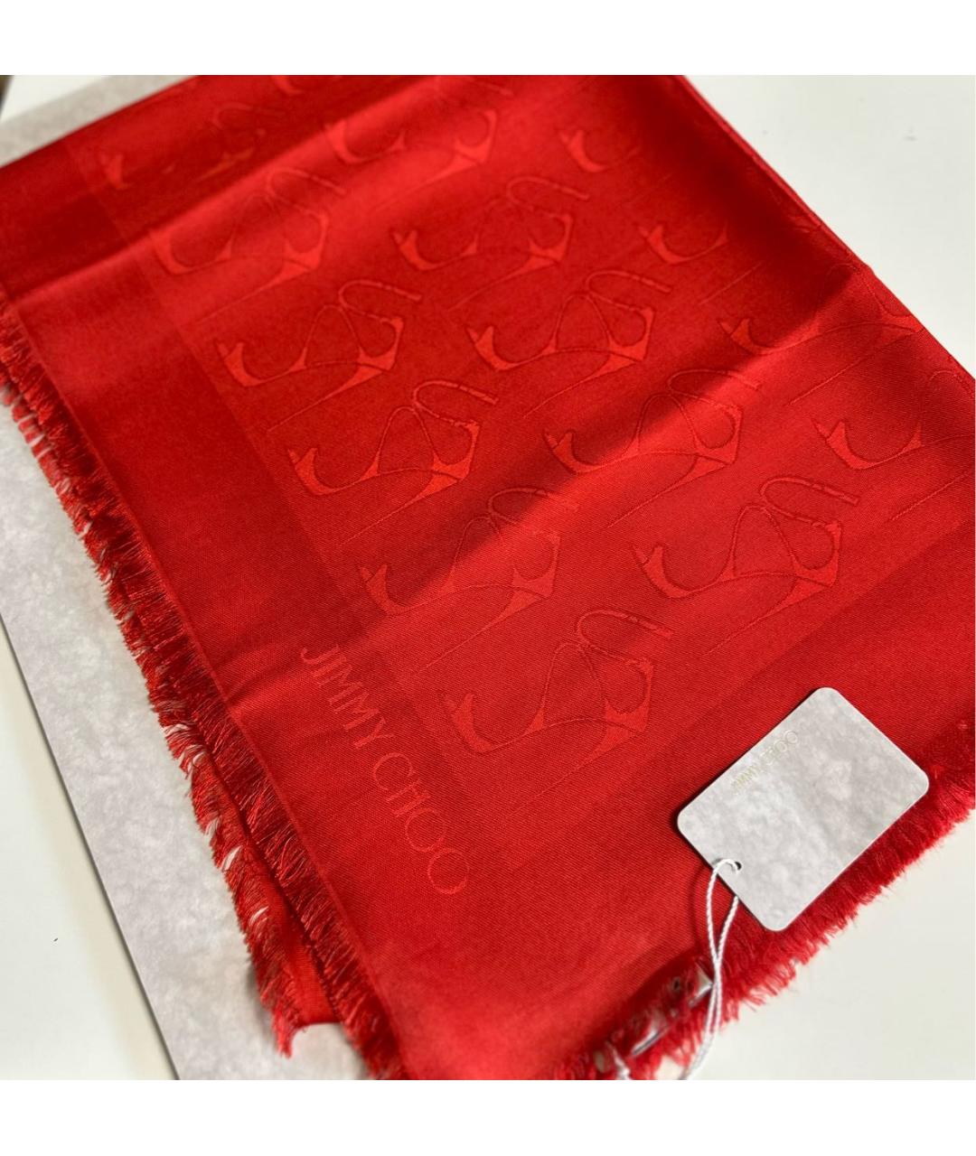 JIMMY CHOO Красный шелковый платок, фото 2