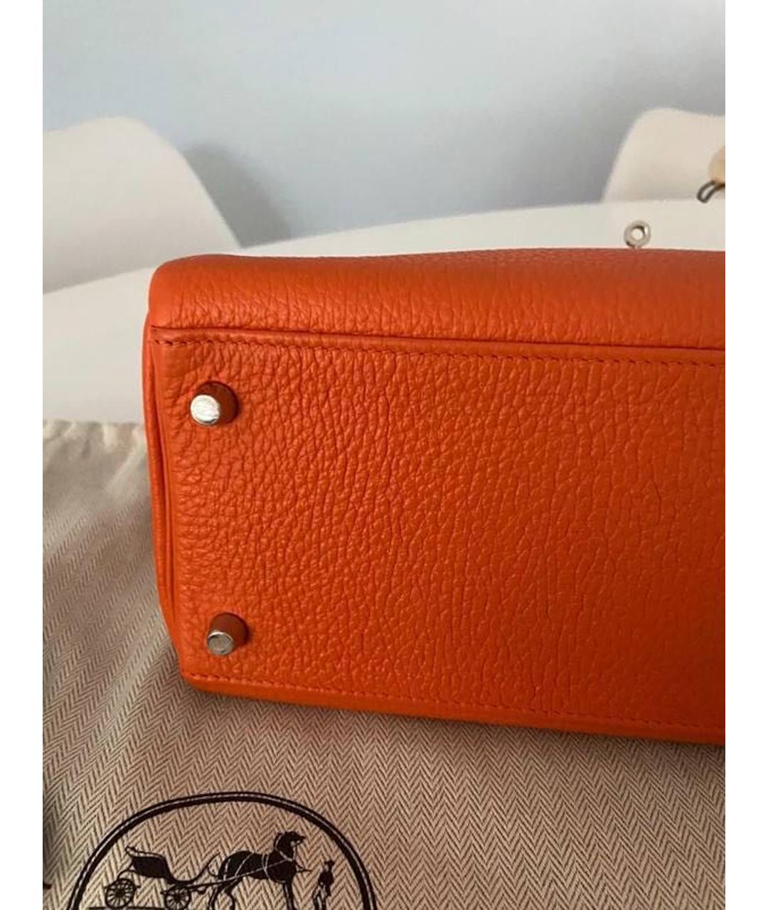 HERMES Оранжевая кожаная сумка тоут, фото 6