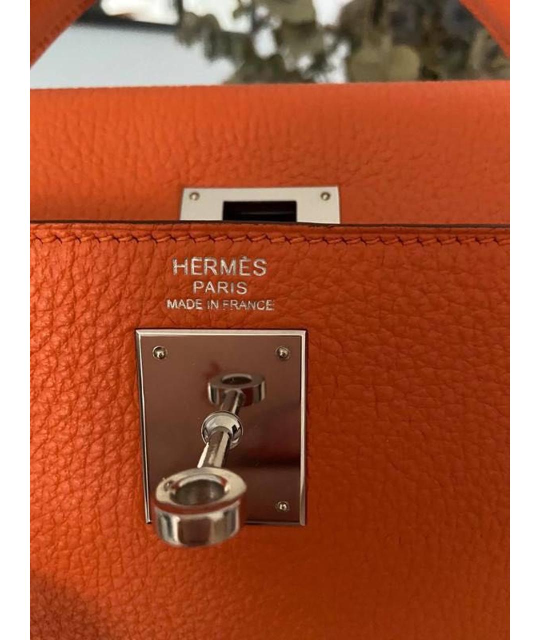 HERMES Оранжевая кожаная сумка тоут, фото 4
