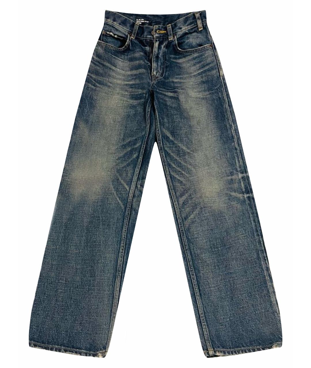 CELINE Темно-синие хлопковые прямые джинсы, фото 1
