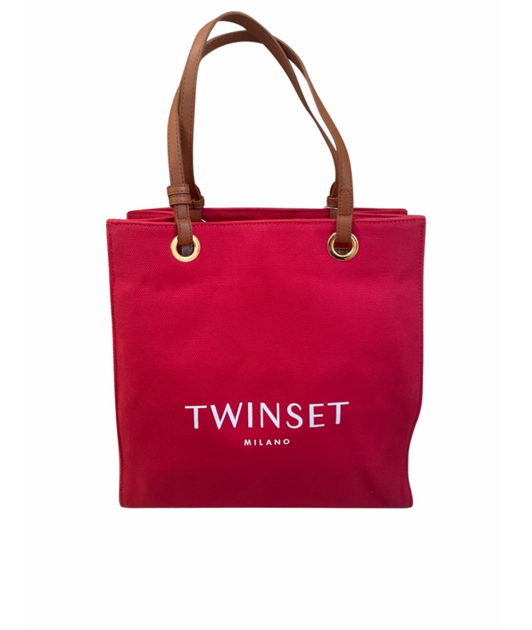 TWIN-SET Красная хлопковая сумка тоут, фото 1