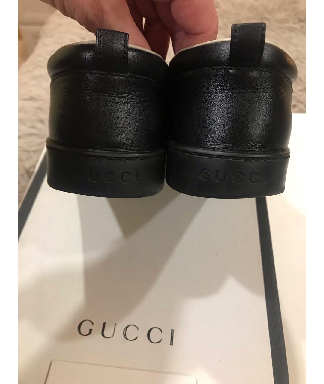 GUCCI KIDS Черные кожаные кеды, фото 4