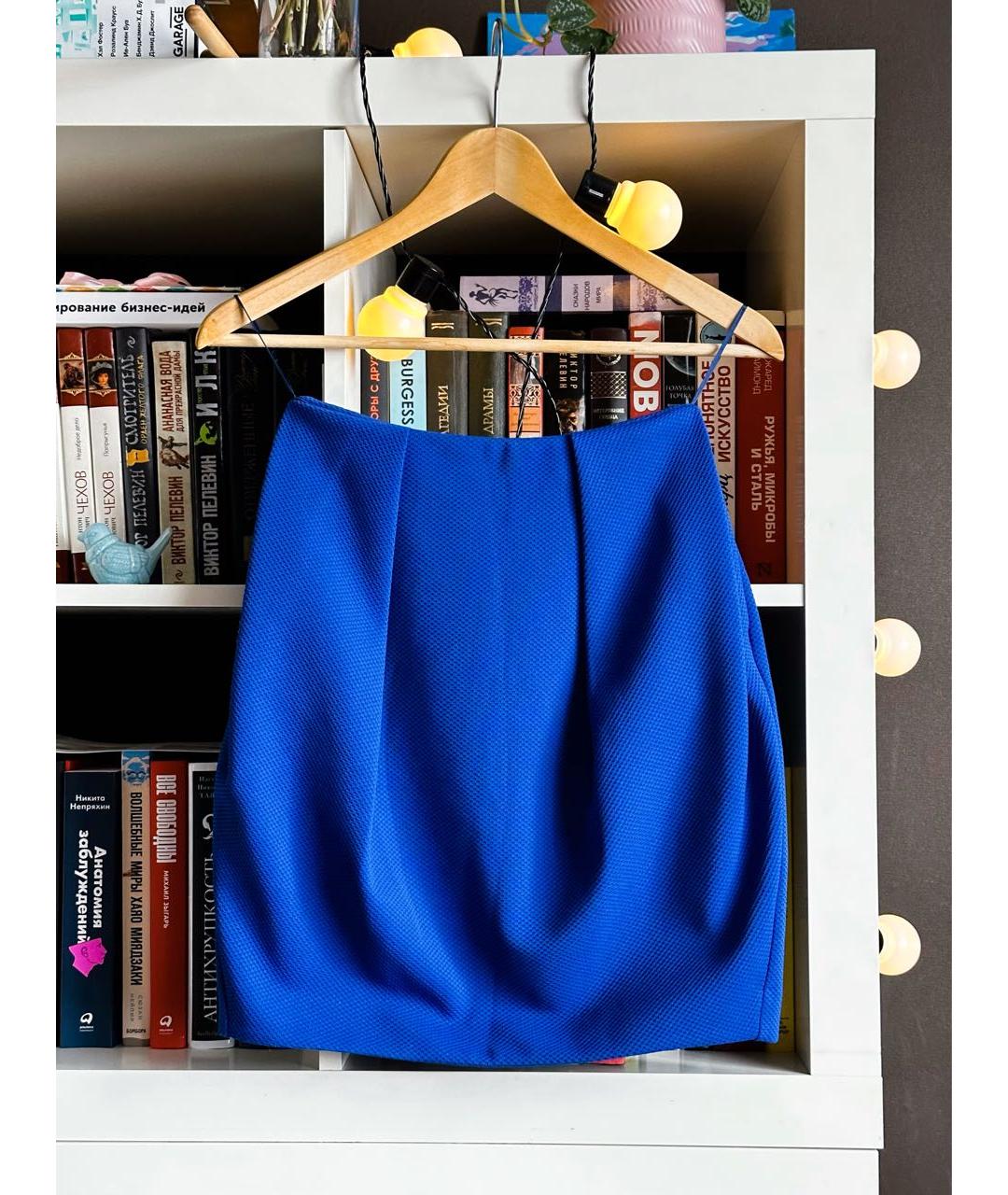 RONNY KOBO Синяя полиэстеровая юбка мини, фото 5